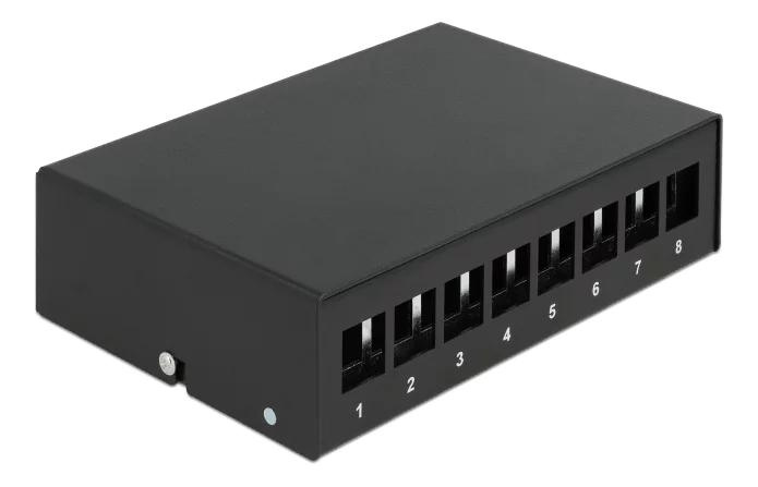 DeLOCK Keystone Patch Panel 8 Port black i gruppen DATORER & KRINGUTRUSTNING / Datorkablar / Nätverkskablar / Adaptrar & Skarvdon hos TP E-commerce Nordic AB (C70583)