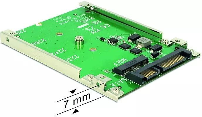 DeLOCK 2.5″ Converter SATA 22 pin > 1 x M.2 key B - 7 mm i gruppen DATORER & KRINGUTRUSTNING / Datorkomponenter / Hårddiskar / Adaptrar & Tillbehör hos TP E-commerce Nordic AB (C70600)