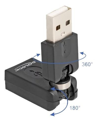 DeLOCK Rotationsadapter USB 2.0-A hane till hona i gruppen DATORER & KRINGUTRUSTNING / Datorkablar / USB-kablar / USB-A / Adaptrar hos TP E-commerce Nordic AB (C70622)