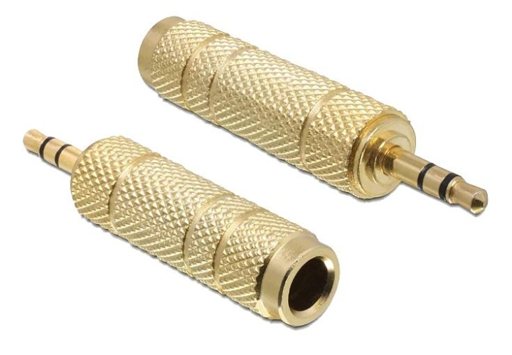 DeLOCK Adapter Stereo plug 3.5mm 3pin-Stereo jack 6.35mm 3pin metal i gruppen HEMELEKTRONIK / Kablar & Adaptrar / Ljud Analog / Adaptrar hos TP E-commerce Nordic AB (C70625)