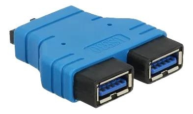 DeLOCK Adapter USB 3.0 pin header female > 2xUSB 3.0 Type-A female i gruppen DATORER & KRINGUTRUSTNING / Datorkablar / USB-kablar / USB-A / Adaptrar hos TP E-commerce Nordic AB (C70634)