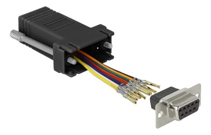 DeLOCK Adapter D-Sub 9 pin female to RJ45 female Assembly Kit black i gruppen DATORER & KRINGUTRUSTNING / Datorkablar / Nätverkskablar / Adaptrar & Skarvdon hos TP E-commerce Nordic AB (C70643)