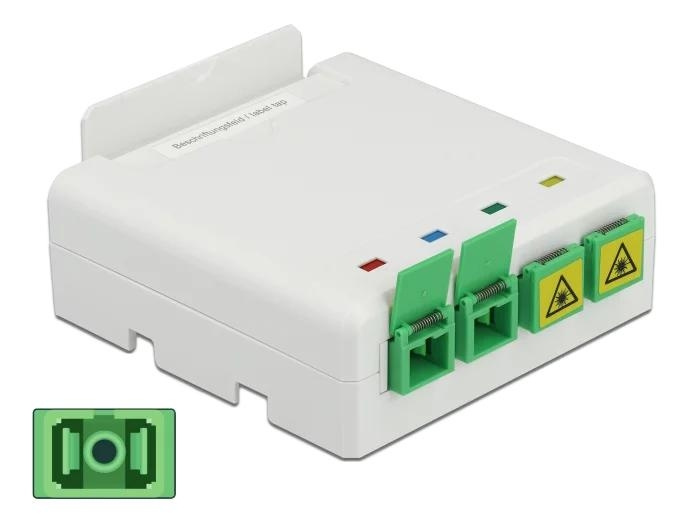 DeLOCK Optical Fiber Connection Box DIN Rail 4xSC Simplex LC Duplex i gruppen DATORER & KRINGUTRUSTNING / Datorkablar / Nätverkskablar / Adaptrar & Skarvdon hos TP E-commerce Nordic AB (C70728)