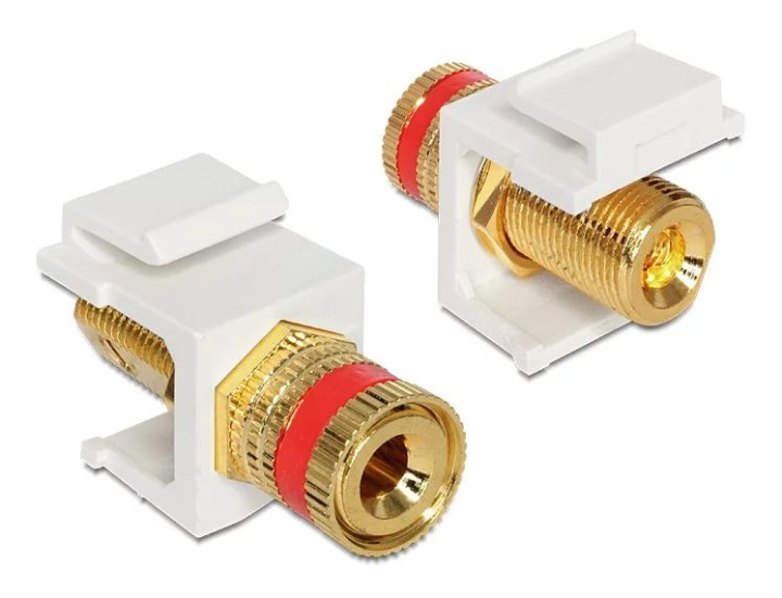 DeLOCK Keystone module, binding post (red) - thread nut, white i gruppen DATORER & KRINGUTRUSTNING / Datorkablar / Nätverkskablar / Adaptrar & Skarvdon hos TP E-commerce Nordic AB (C70744)