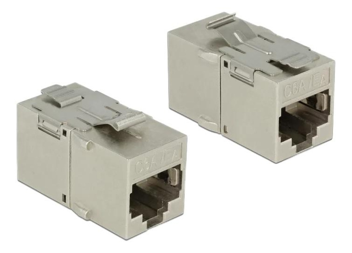 DeLOCK Keystone Module RJ45 jack > RJ45 jack Cat.6A metal i gruppen DATORER & KRINGUTRUSTNING / Datorkablar / Nätverkskablar / Adaptrar & Skarvdon hos TP E-commerce Nordic AB (C70759)