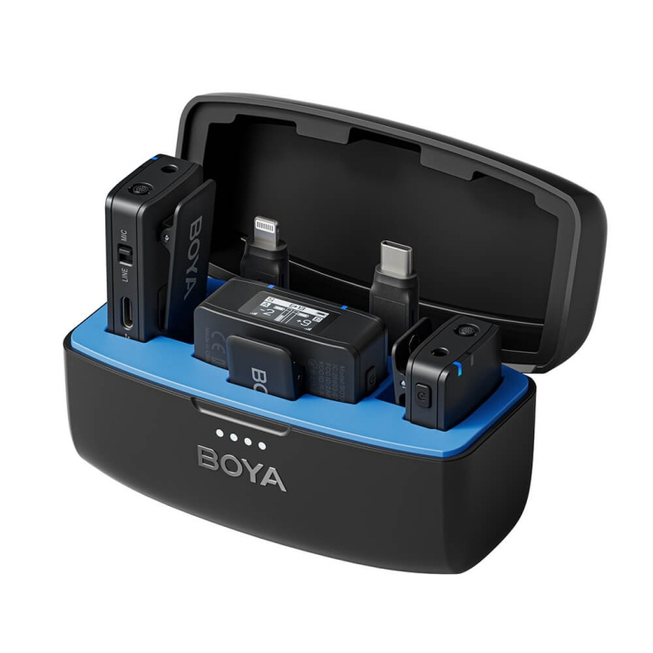 BOYA Trådlös 2,4 GHz Mikrofon x2 BOYAMIC 3,5 mm TRS Lightning USB-C i gruppen HEMELEKTRONIK / Ljud & Bild / Handhållna mikrofoner hos TP E-commerce Nordic AB (C71526)
