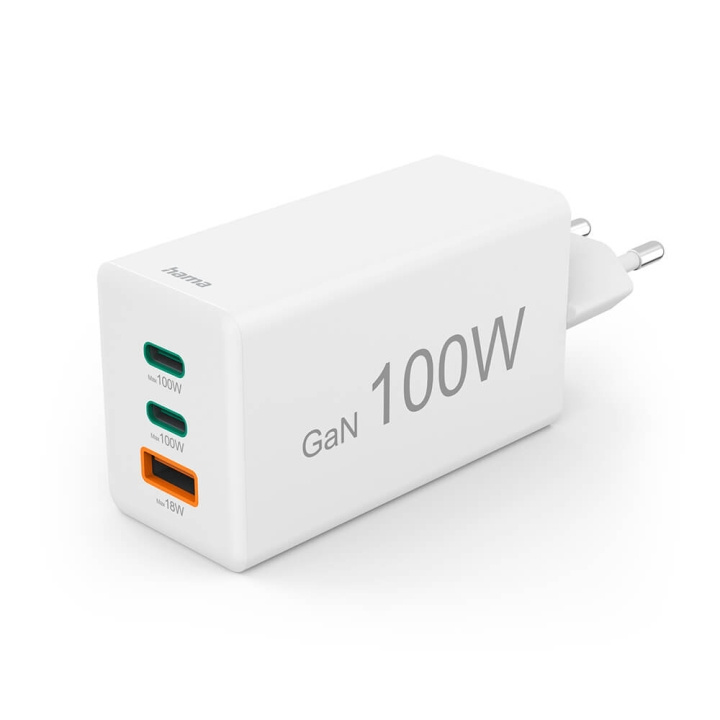 Hama Charger 2x USB-C 1x USB-A GaN 100W White i gruppen SMARTPHONE & SURFPLATTOR / Laddare & Kablar / Väggladdare / Väggladdare Typ C hos TP E-commerce Nordic AB (C71551)