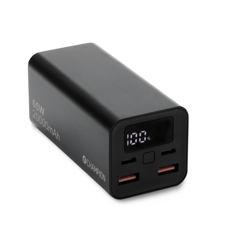 Champion PowerBank 20.000 mAh 65W PD Svart i gruppen SMARTPHONE & SURFPLATTOR / Laddare & Kablar / Powerbanks hos TP E-commerce Nordic AB (C74663)