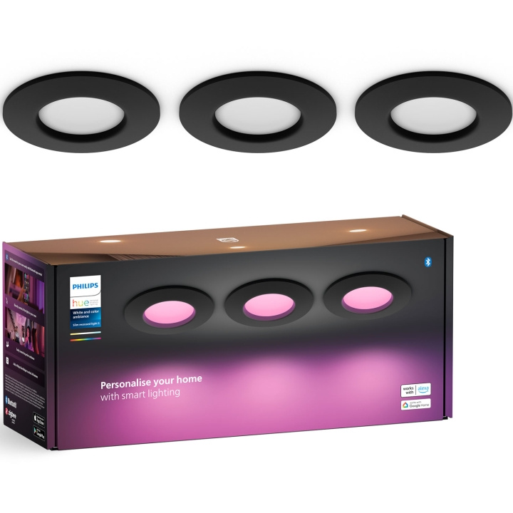 Philips Hue Slim Downlight S 90mm White and Color Ambiance Svart 3-pack i gruppen HEMELEKTRONIK / Belysning / Taklampor hos TP E-commerce Nordic AB (C74717)