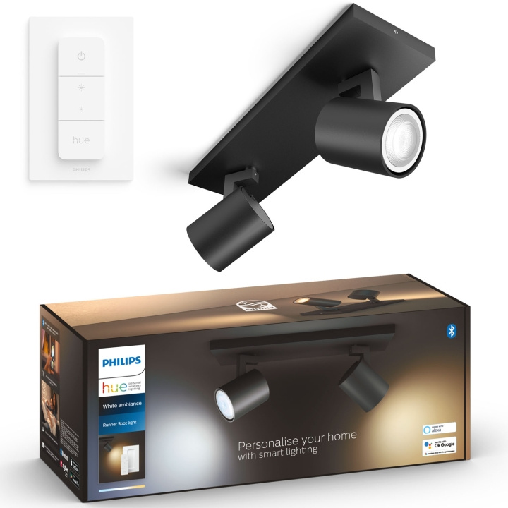 Philips Hue Runner White Ambiance 2 spot 800 lm Svart i gruppen HEMELEKTRONIK / Belysning / Taklampor hos TP E-commerce Nordic AB (C74720)
