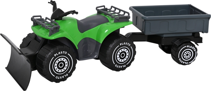 Plasto ATV med plog och släp, grön i gruppen LEKSAKER, BARN- & BABYPRODUKTER / Leksaker / Leksaksbilar & andra fordon hos TP E-commerce Nordic AB (C75409)