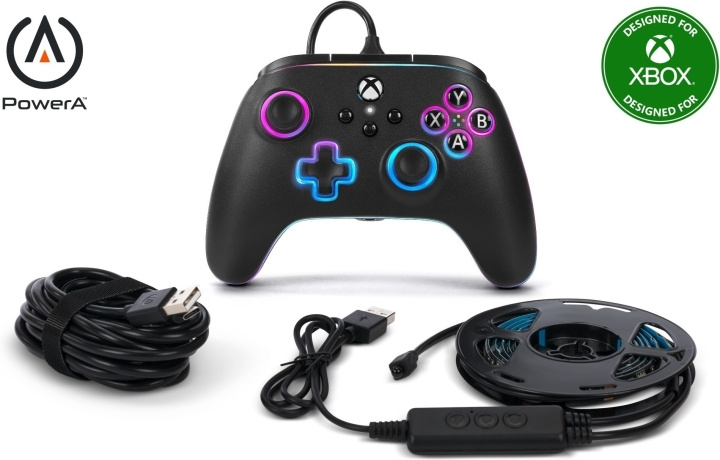 PowerA Lumectra Advantage trådbunden handkontroll, svart + RGB LED-band, Xbox / PC i gruppen HEMELEKTRONIK / Spelkonsoler & Tillbehör / Xbox Series X/S / Tillbehör hos TP E-commerce Nordic AB (C75413)
