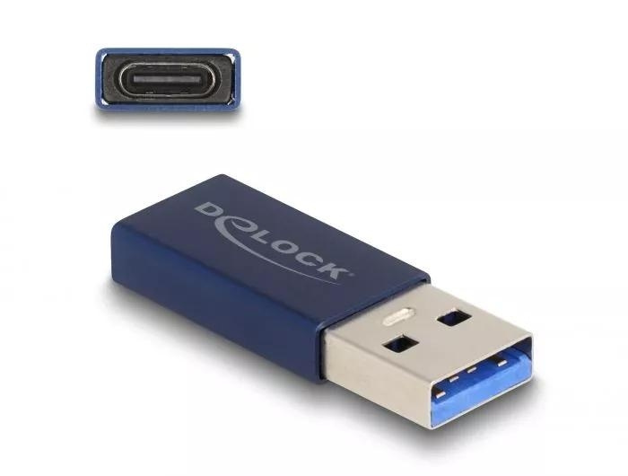 DeLOCK USB 10 Gbps USB Type-A male to USB Type-C active female blue i gruppen DATORER & KRINGUTRUSTNING / Datorkablar / USB-kablar / USB-A / Adaptrar hos TP E-commerce Nordic AB (C75533)