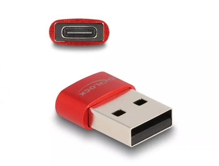 DeLOCK USB 2.0 Adapter USB Type-A male to USB Type-C™ female red i gruppen DATORER & KRINGUTRUSTNING / Datorkablar / USB-kablar / USB-A / Adaptrar hos TP E-commerce Nordic AB (C75534)