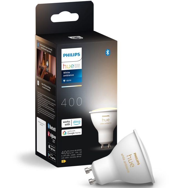 Philips Hue White Ambiance GU10 400lm 1-pack i gruppen HEM, HUSHÅLL & TRÄDGÅRD / Smarta hem / Smart belysning hos TP E-commerce Nordic AB (C75734)