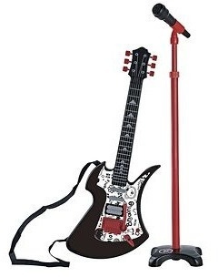 Techwo Rockgitarr och mikrofon + stativ i gruppen LEKSAKER, BARN- & BABYPRODUKTER / Musik, Sång & Bild / Musikinstrument hos TP E-commerce Nordic AB (C76056)