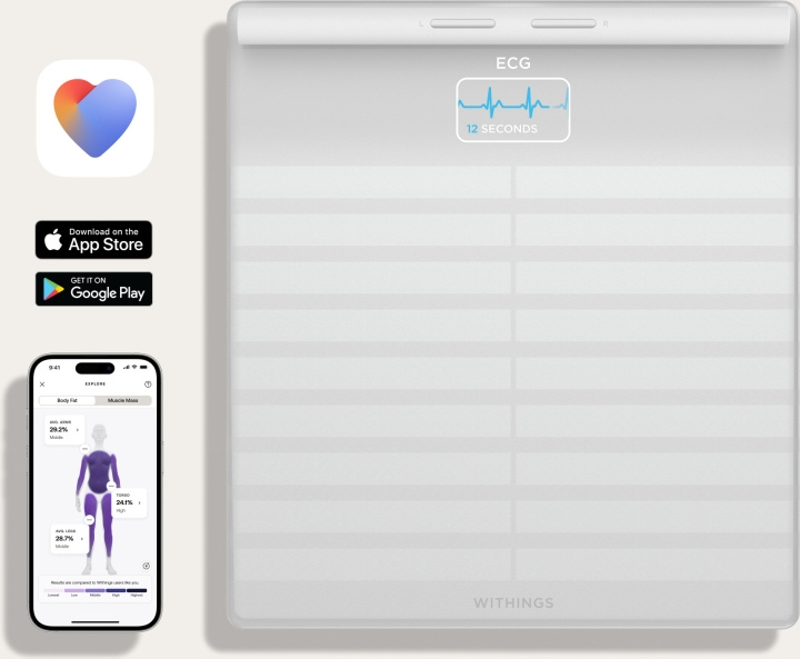 Withings Body Scan smarta vågar, vit i gruppen SKÖNHET & HÄLSA / Hälsovård / Personvågar hos TP E-commerce Nordic AB (C76152)