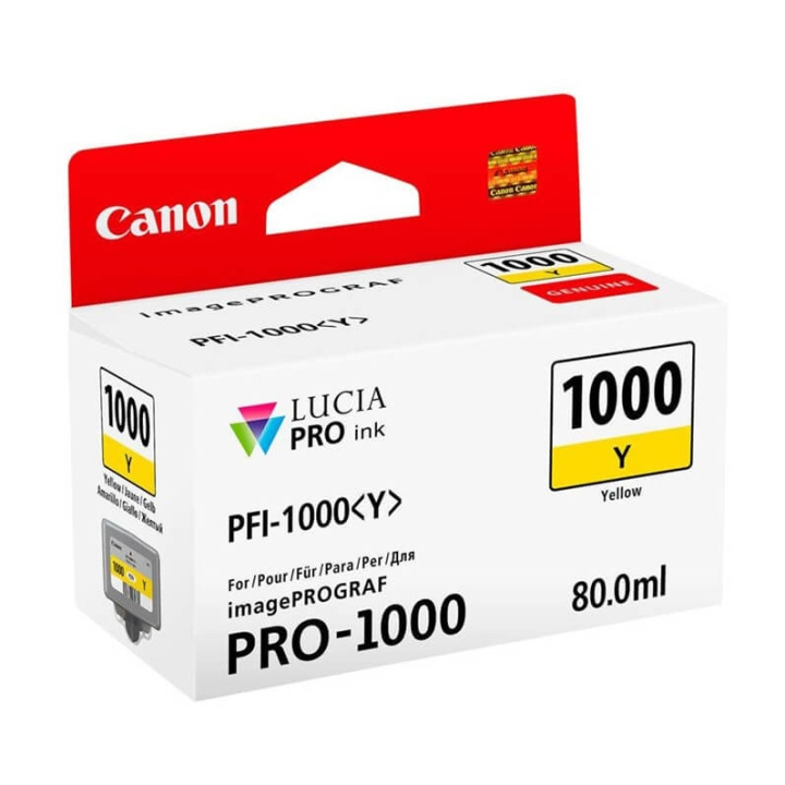 Canon Bläck 0549C001 PFI-1000 Gul i gruppen DATORER & KRINGUTRUSTNING / Skrivare & Tillbehör / Bläck & Toner / Bläckpatroner / Canon hos TP E-commerce Nordic AB (C76478)