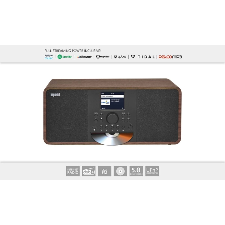 imperial DABMAN i205 CD Hybrid Stereo Radio DAB+ / FM / Internet / Bluetooth Trälook i gruppen HEMELEKTRONIK / Ljud & Bild / Hemmabio, HiFi & Bärbart / Radio & Väckarklockor / Radio hos TP E-commerce Nordic AB (C76566)