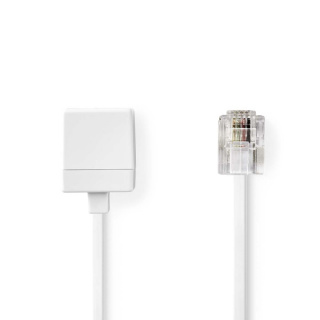 Nedis Telecom förlängningskabel | RJ11 Hane | RJ11 Hona | 10.0 m | Kabelns utformning: Platt | Plätering: Guldplaterad | Kabeltyp: RJ11 | Vit | Label