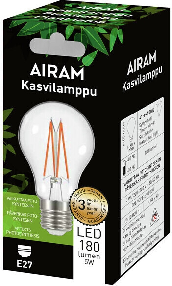 Airam LED-växtlampa, E27, klar, glödtråd 180 lm i gruppen HEMELEKTRONIK / Belysning / LED-lampor hos TP E-commerce Nordic AB (C77535)