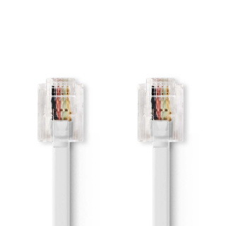 Nedis Telekomkabel | RJ11 Hane | RJ11 Hane | 5.00 m | Kabelns utformning: Platt | Kabeltyp: RJ11 | Transparent / Vit
