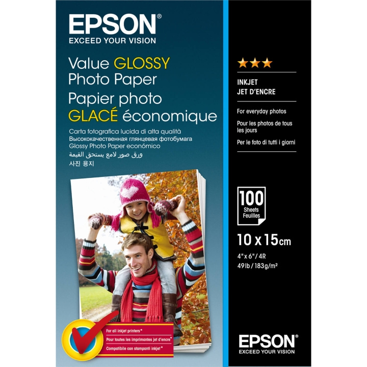 Epson Value Glossy Photo Paper 10x15cm - 100 Ark i gruppen HEMELEKTRONIK / Foto & Video / Fotoutrustning / Övrigt hos TP E-commerce Nordic AB (C79453)