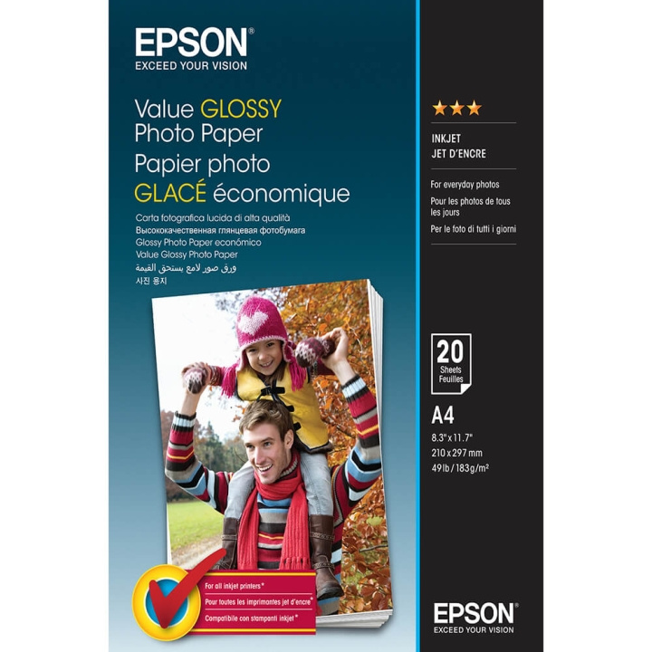 Epson A4 Value Glossy Photo Paper A4 - 20 Ark i gruppen HEMELEKTRONIK / Foto & Video / Fotoutrustning / Övrigt hos TP E-commerce Nordic AB (C79457)