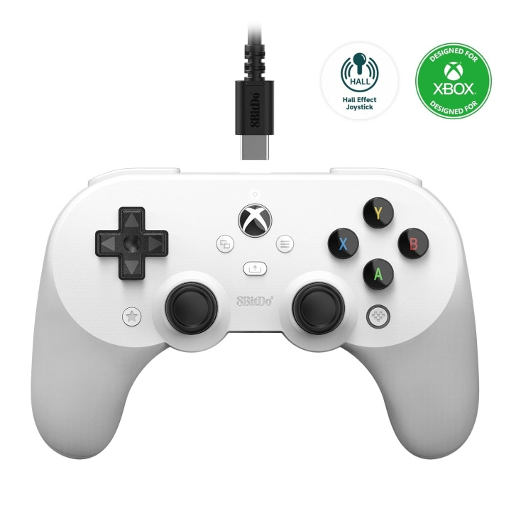 8Bitdo Pro 2 trådbunden Xbox Gamepad Vit i gruppen HEMELEKTRONIK / Spelkonsoler & Tillbehör / Xbox Series X/S / Tillbehör hos TP E-commerce Nordic AB (C80904)