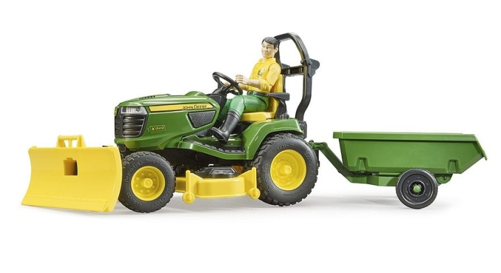 Bruder BWorld John Deere Gräsmattetraktor med släp och trädgårdsmästare (62104) i gruppen LEKSAKER, BARN- & BABYPRODUKTER / Leksaker / Leksaksbilar & andra fordon hos TP E-commerce Nordic AB (C83607)