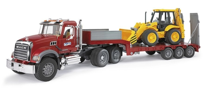 Bruder Brother MACK granitlastbil med låglyftare och JCB 4CX grävlastare (02813) i gruppen LEKSAKER, BARN- & BABYPRODUKTER / Leksaker / Leksaksbilar & andra fordon hos TP E-commerce Nordic AB (C83637)