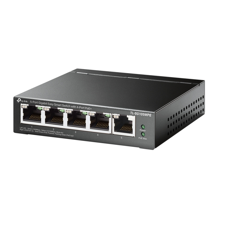 TP-Link 5-portars Gigabit Easy Smart Switch med 4-portars PoE+ i gruppen DATORER & KRINGUTRUSTNING / Datorkablar / Switchar & Splittrar hos TP E-commerce Nordic AB (C83885)