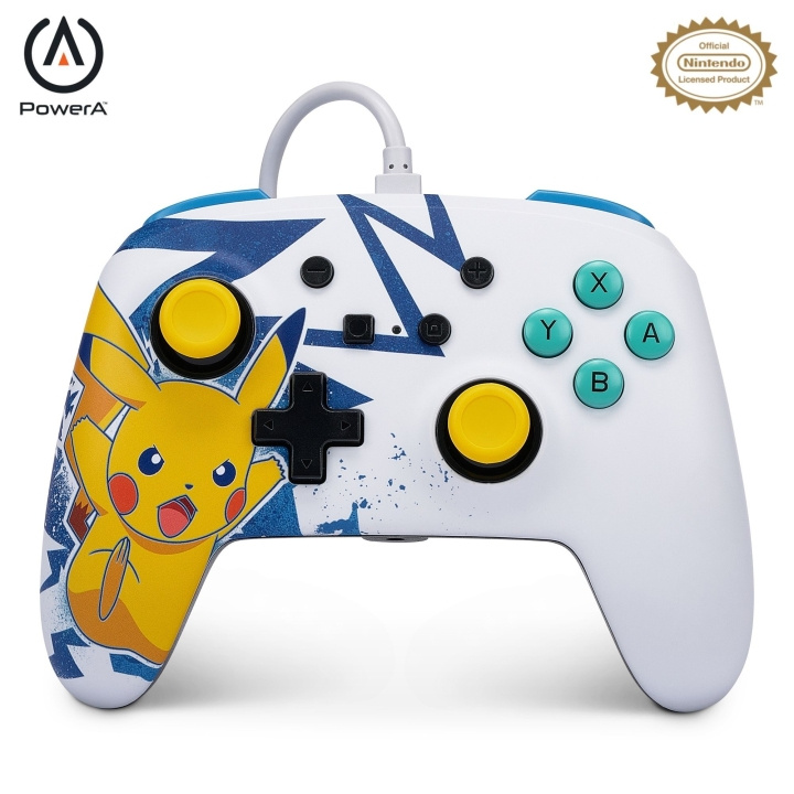 PowerA NSW ENH trådbunden handkontroll - Pikachu High Voltage /Nintendo Switch i gruppen HEMELEKTRONIK / Spelkonsoler & Tillbehör / Nintendo Switch / Tillbehör hos TP E-commerce Nordic AB (C85477)