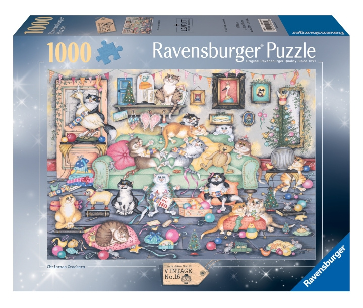 Ravensburger Pussel Crazy Cats Christmas Crackers 1000p (12001244) i gruppen SPORT, FRITID & HOBBY / Hobby / Pussel hos TP E-commerce Nordic AB (C86599)