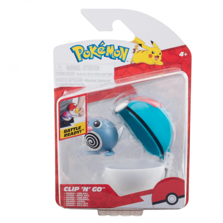 Pokémon Clip N Go - Poliwag och Pokemonboll (PKW3626) i gruppen LEKSAKER, BARN- & BABYPRODUKTER / Leksaker / Figurer, Miniatyrer & tillbehör hos TP E-commerce Nordic AB (C86732)