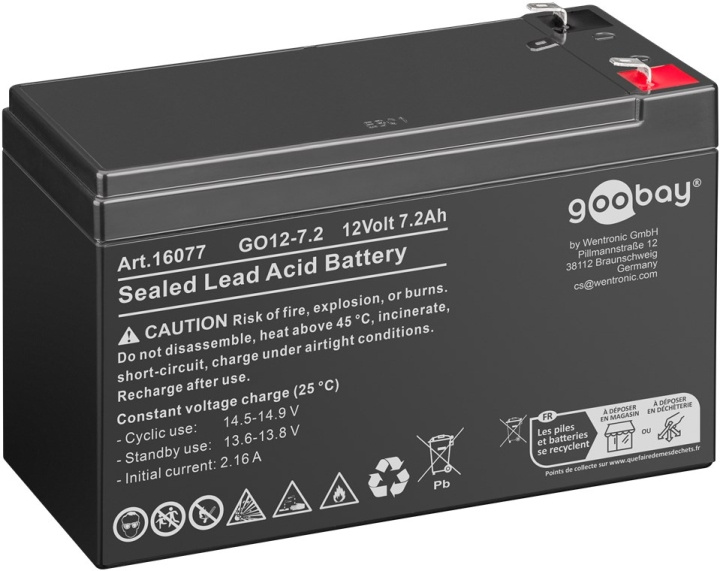 Goobay Bly-syra-batteriGO12-7.2 (7200 mAh, 12 V) Faston (4,8 mm) Blybatteri, BattVO i gruppen HEMELEKTRONIK / Batterier & Laddare / Batterier / Övriga hos TP E-commerce Nordic AB (C86830)
