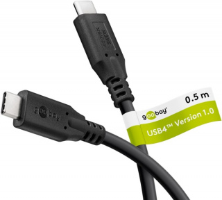 Goobay USB-C™-kabel, USB4™, 240 W, 40 Gbit/s, Power Delivery, 0,5 m USB-C™-kontakt > USB-C™-kontakt