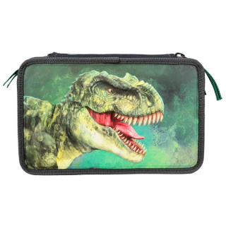 Dino World Trippel pennfodral - Grönt med 3D-effekt - ( 0412475 )