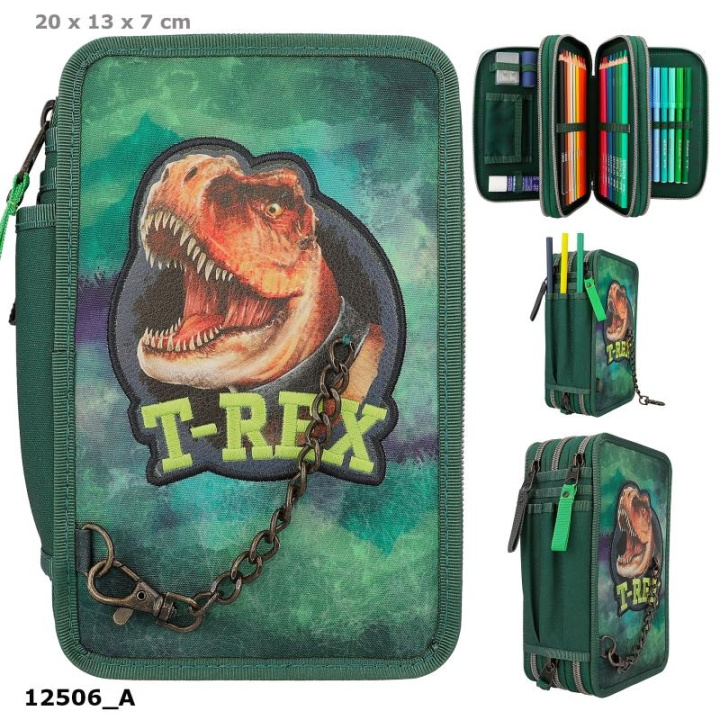 Dino World Trippel pennfodral - T-REX - Grön -( 0412506 ) i gruppen LEKSAKER, BARN- & BABYPRODUKTER / Leksaker / Pennfodral hos TP E-commerce Nordic AB (C90270)