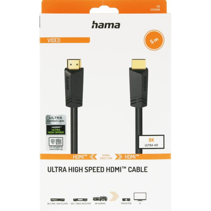 Hama Cable HDMI Ultra High Speed 8K 48Gbit/s 5.0m Gold i gruppen HEMELEKTRONIK / Kablar & Adaptrar / HDMI / Kablar hos TP E-commerce Nordic AB (C90736)