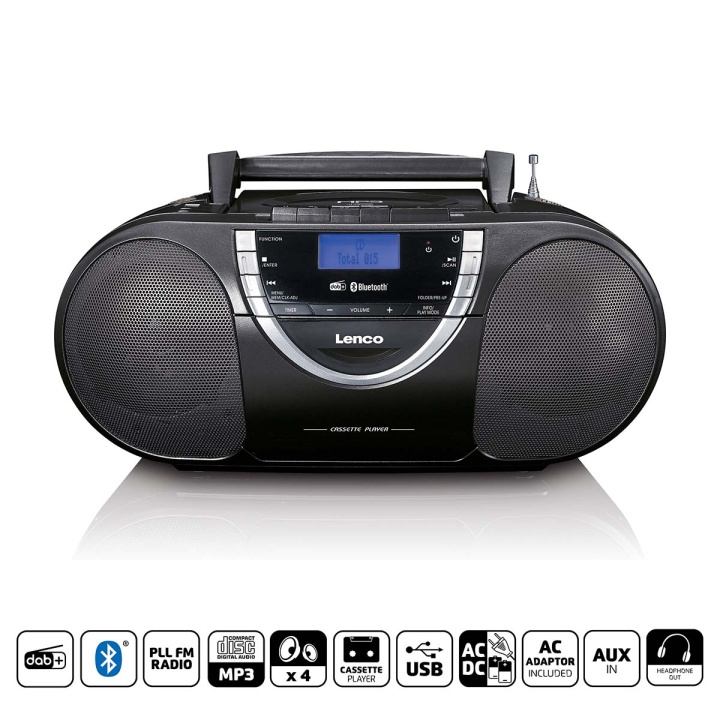 Lenco Bärbar DAB+- och FM-radio med CD-kassett och Bluetooth® Svart i gruppen HEMELEKTRONIK / Ljud & Bild / Hemmabio, HiFi & Bärbart / Radio & Väckarklockor / Radio hos TP E-commerce Nordic AB (C90755)