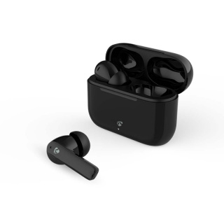 Nedis Fullt Trådlösa hörlurar | ENC (Environmental Noise Cancelling) | Bluetooth® | Maximal batteritid: 24 timmar | Tryck på Kontroll | Batteri hölje | Trådlöst laddningsfodral | Inbygd mikrofon | Stöd för röststyrning | Brusreducering | IPX4 | Svart