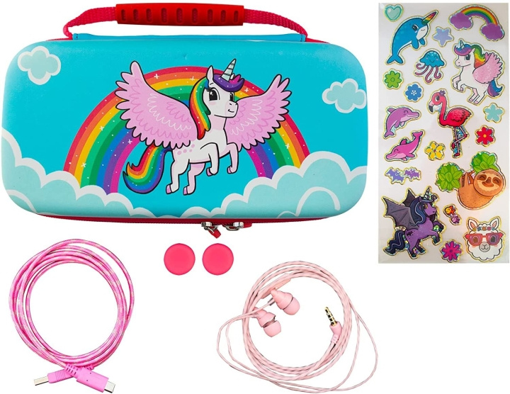 iMP TECH Switch Over the Rainbow Unicorn 7-i-1-fodral OLED Switch i gruppen HEMELEKTRONIK / Spelkonsoler & Tillbehör / Nintendo Switch / Tillbehör hos TP E-commerce Nordic AB (C93030)