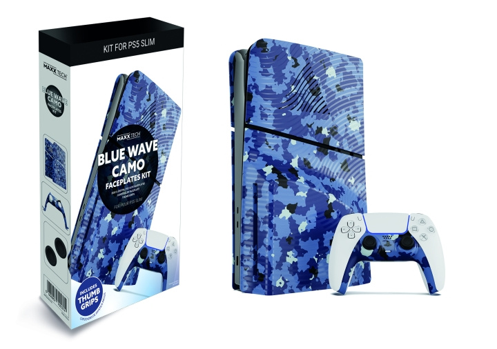 Maxx Tech PS5 Slim Faceplates + Controller Faceplates - Blue Wave Camo i gruppen HEMELEKTRONIK / Spelkonsoler & Tillbehör / Sony PlayStation 5 / Tillbehör hos TP E-commerce Nordic AB (C93179)