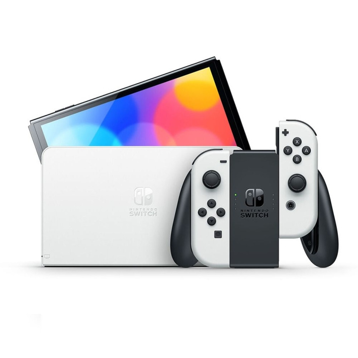 Nintendo Switch OLED-konsol med Joy-Con Svart & Vit i gruppen HEMELEKTRONIK / Spelkonsoler & Tillbehör / Nintendo Switch / Konsoler hos TP E-commerce Nordic AB (C93246)