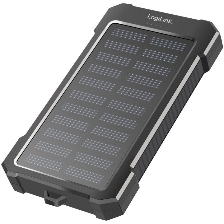 LogiLink PowerBank 10.000 mAh 12W Solcell Svart i gruppen SMARTPHONE & SURFPLATTOR / Laddare & Kablar / Powerbanks hos TP E-commerce Nordic AB (C93485)