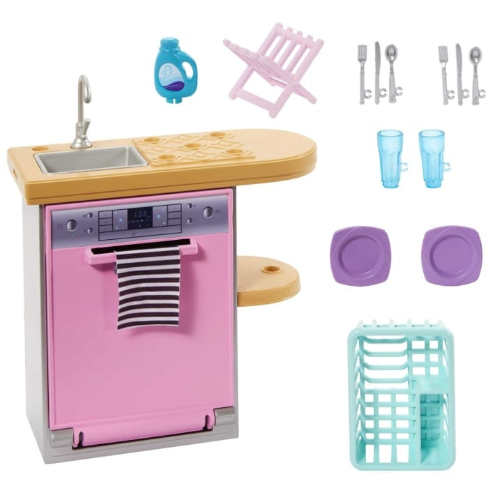 Barbie Möbler och inredning - tema diskmaskin (HJV34) i gruppen LEKSAKER, BARN- & BABYPRODUKTER / Leksaker / Dockor & Tillbehör hos TP E-commerce Nordic AB (C97059)