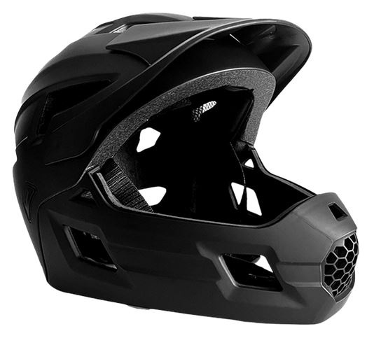 Crazy Safety Fullface cykelhjälm för barn 6-12 år med avtagbart hakskydd, insektsnät och solskydd - Svart - M (54-57 cm) i gruppen SPORT, FRITID & HOBBY / Sportutrustning / Cykeltillbehör / Hjälmar hos TP E-commerce Nordic AB (C98026)