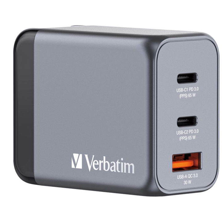 Verbatim - GNC-65 GaN-laddare 3 portar 65 W USB-A/USB-C i gruppen SMARTPHONE & SURFPLATTOR / Laddare & Kablar / Väggladdare / Väggladdare Typ C hos TP E-commerce Nordic AB (D00564)