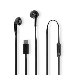 Nedis Trådbundna Hörlurar | USB-C™ | Kabellängd: 1.20 m | Inbygd mikrofon | Volymkontroll | Svart